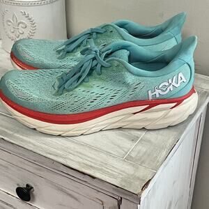 Hoka Clifton 8 Womens size 8.5B Aqua Shoes Training Gym Running Sneakers